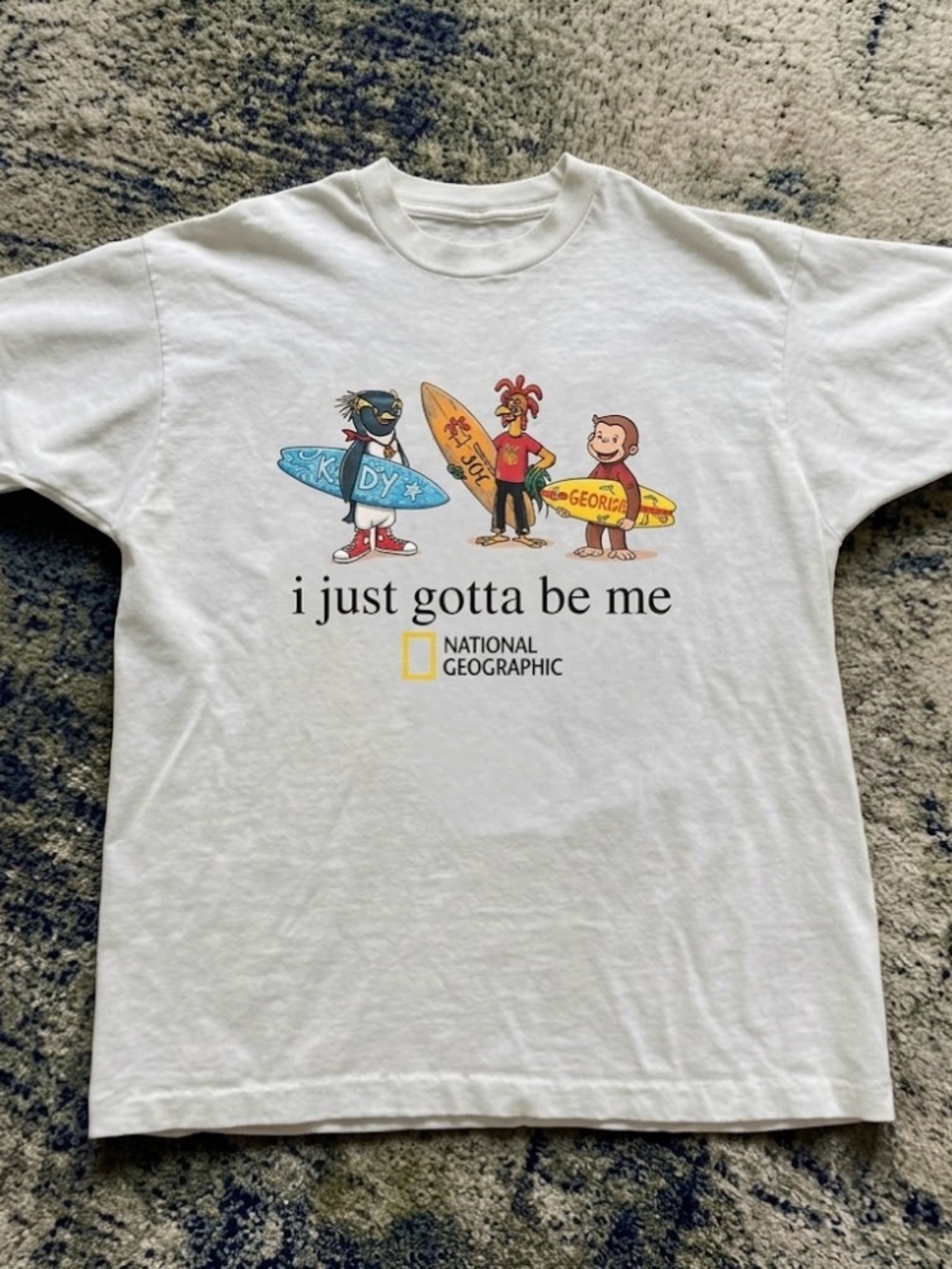 National Geographic White Kids Surf Graphic Tee with Colorful Characters